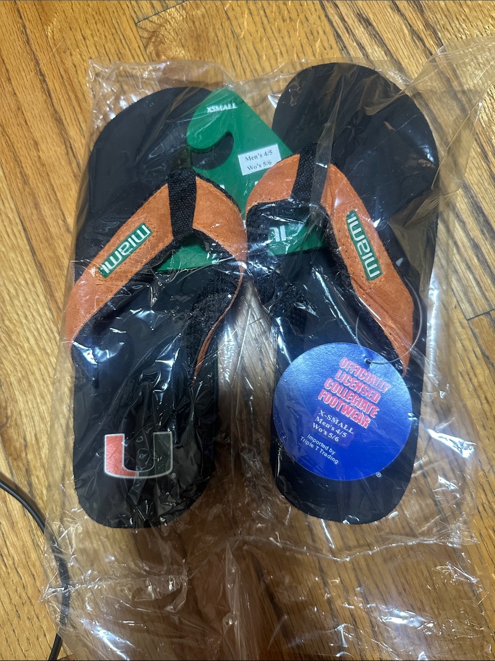 miami Orange and Black Flip Flops with Team Logo